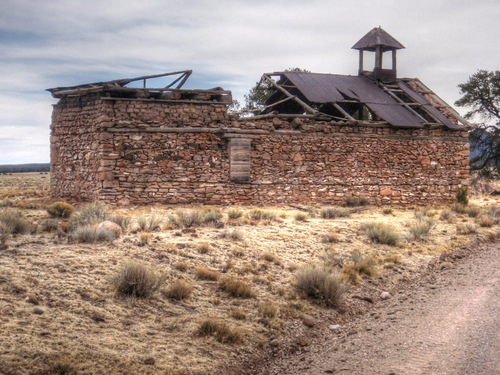 Stone and Mortar Church or School on the GDMBR, Gila NF, NM.